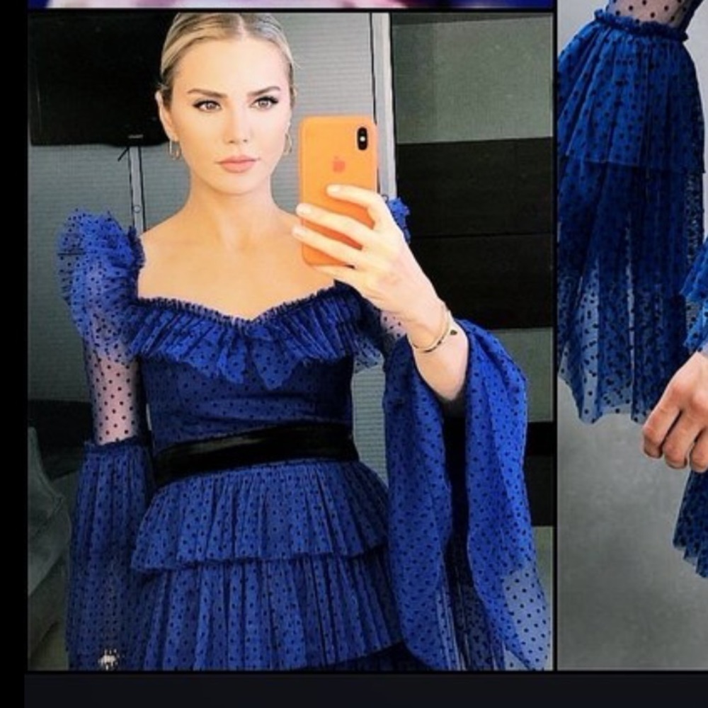 Ravasa & Vanessa Trendol Blue & Black Dot Dress Medium - Picture 14 of 14